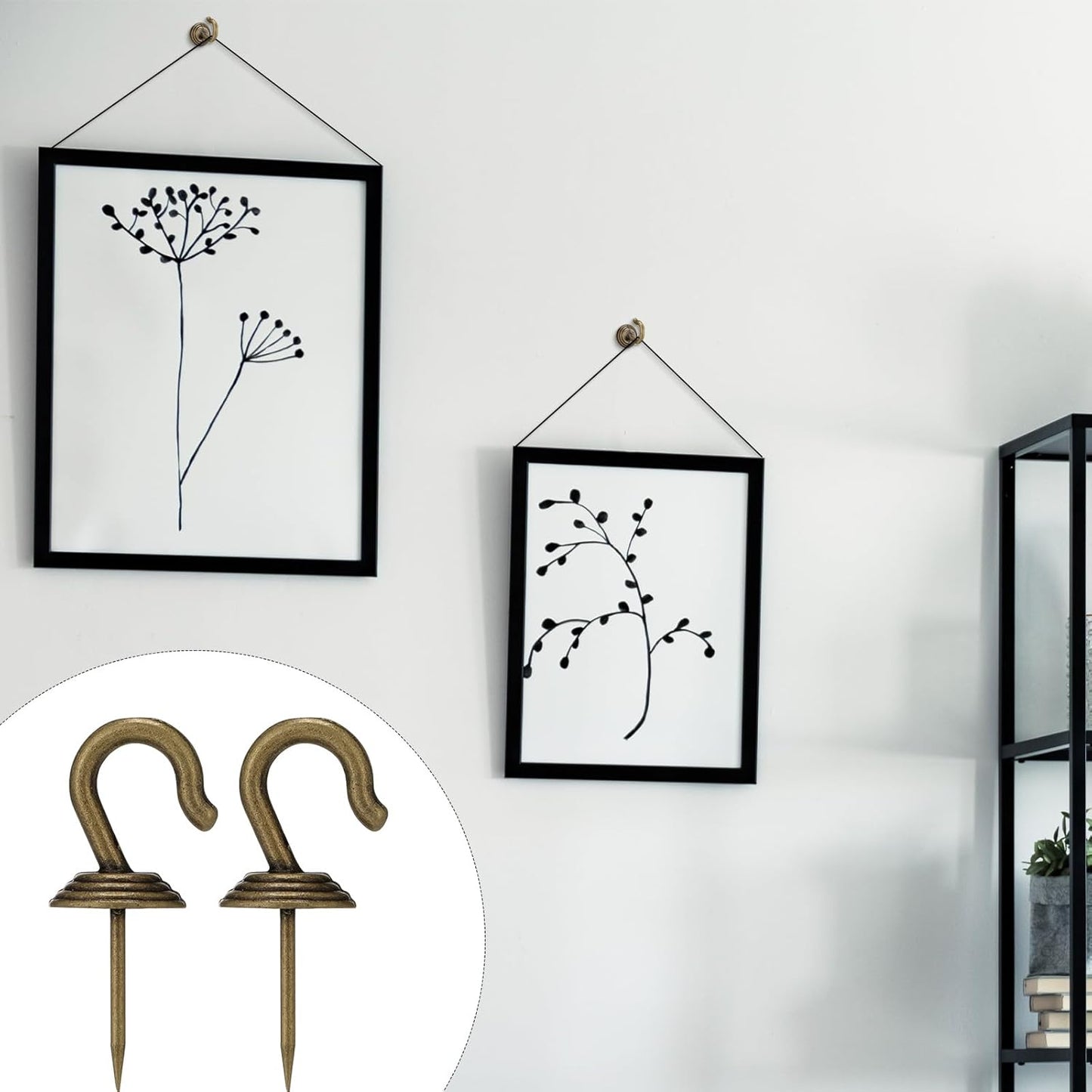 Hotop 30 Pieces Push Pin Wall Hooks Metal Thumb Tack Hangers Iron Alloy Nail Decorative Picture Hooks for 20 Lbs Home Office School Party Supply (Bronze)