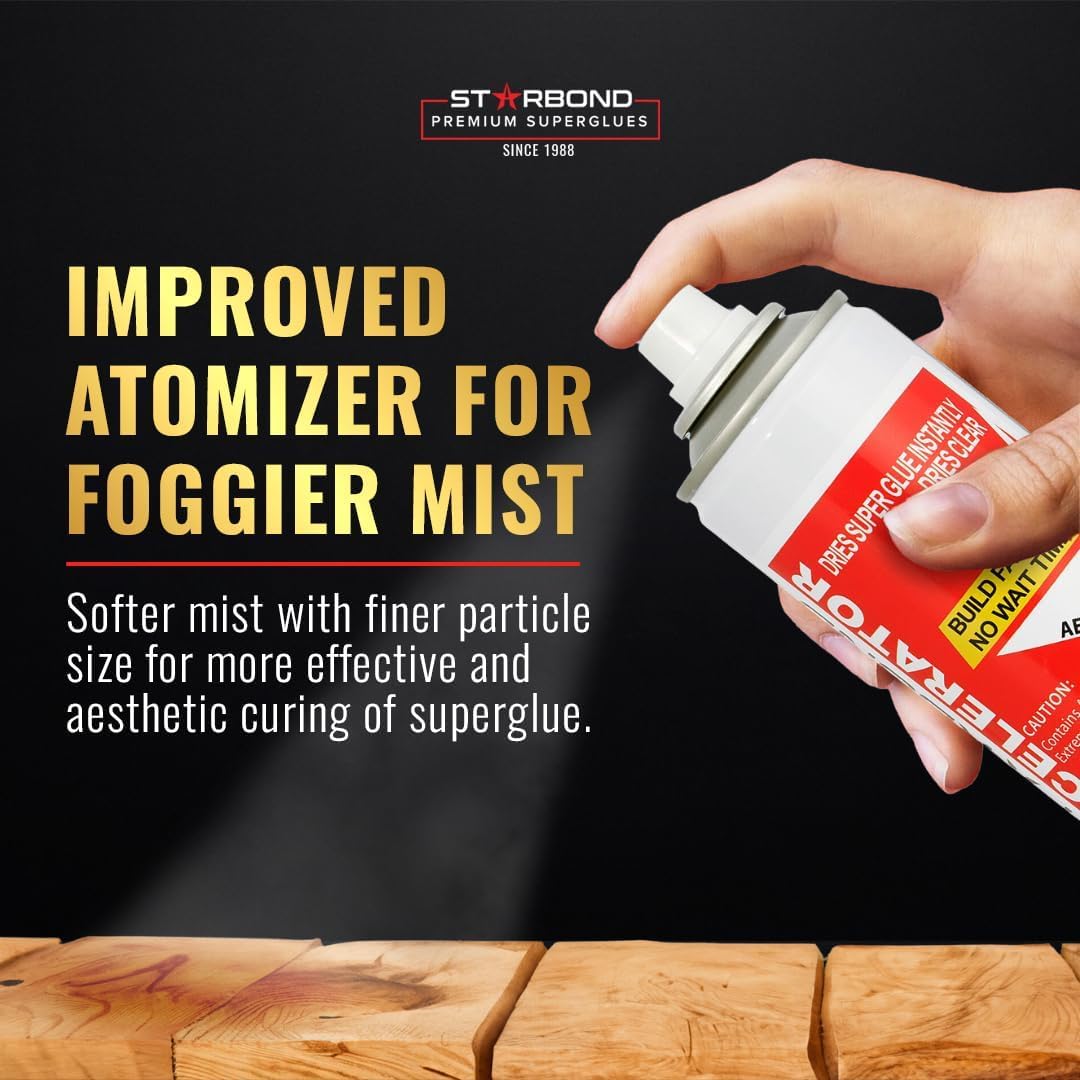 STARBOND Premium Grade Cyanoacrylate (CA) Super Glue, Black (2 oz) and Brown (2 oz) Medium-Thick Viscosity Knot Filler and Aerosol Accelerator (6 oz) Bundle for Woodworking, Woodturning, Carpentry