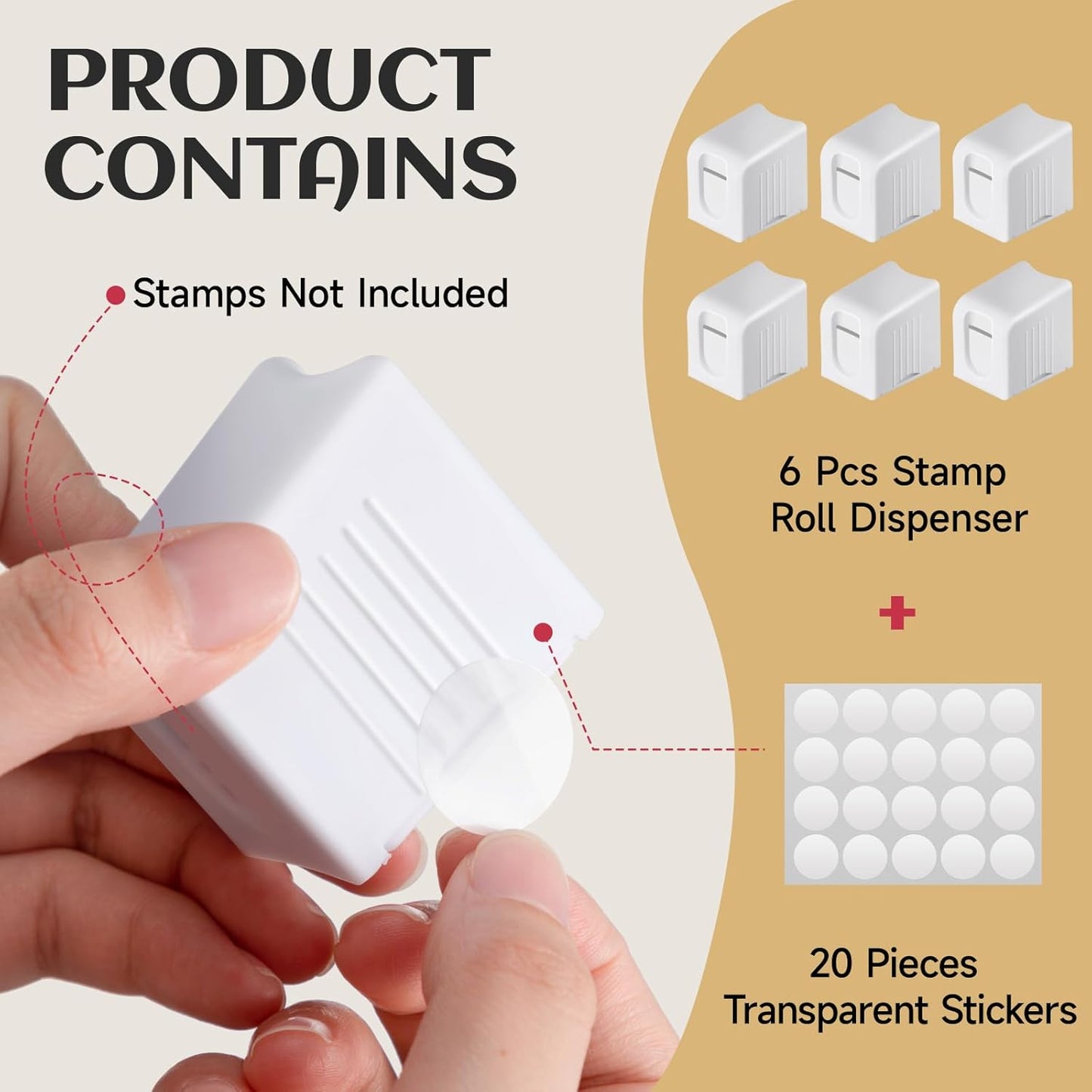 Maitys 6 Pcs Postage Stamp Dispenser for a Roll of 100 Stamps Lightweight Plastic Stamp Roll Holder for 100 Holder Organizer Forever Stamps Mailing Desk Table Home and Office Supplies(White)