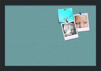 PinPix 18x12 Inch Cork Bulletin Board. This Decorative Framed Pin Board Comes with Aqua Pastel Design and a Satin Black Frame. Ideal for Home Office Decor or Message Board (PinPix-1806)