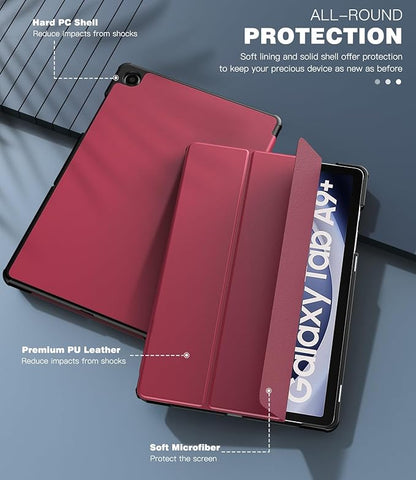 TiMOVO Case for Samsung Galaxy Tab A9+/A9 Plus 11 Inch 2023, Slim Lightweight Stand Hard Back Shell Protective Cover for Galaxy Tab A9+ Tablet SM-X210/X216/X218, Auto Wake/Sleep, Wine Red