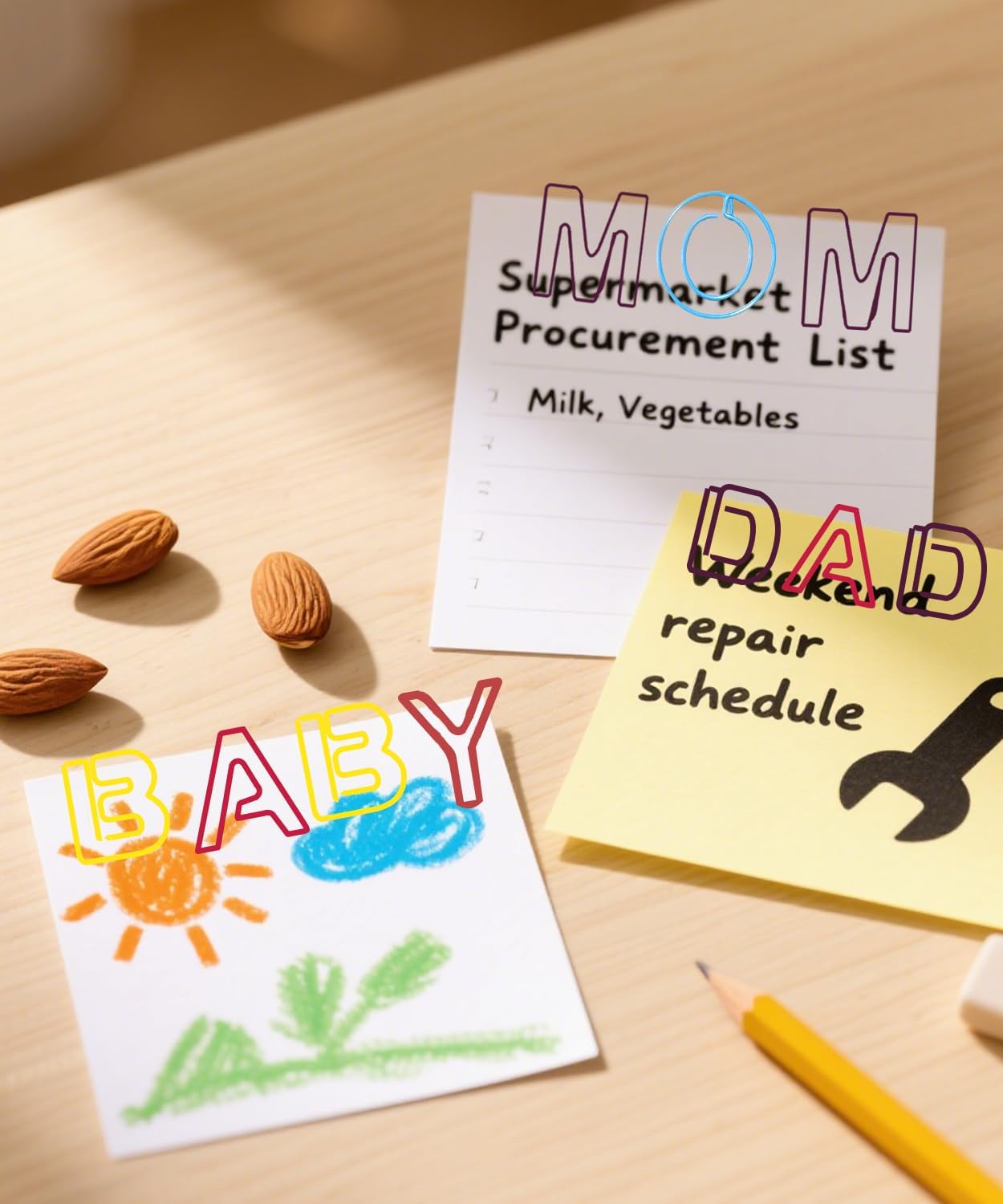 52 Pcs Stainless Steel Paper Clips - Alphabet Letter Clips for Office & School with Storage Box Assorted Color (Family Series)