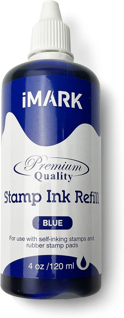Premium Refill Ink for Self-Inking Stamps, Daters and Stamp Pads (4 oz, Blue)