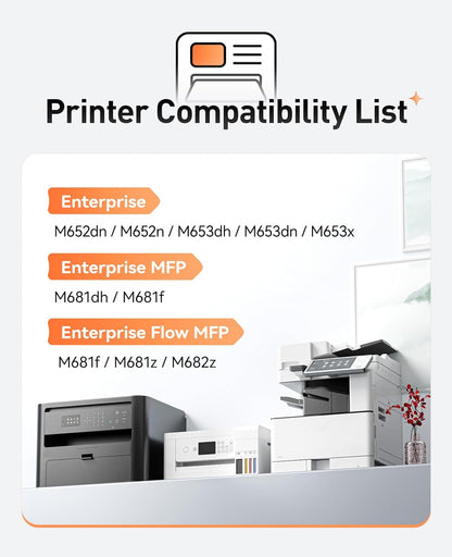 655A Toner Cartridge set 4-Pack Replacement for HP 655A CF450A CF451A CF452A CF453A Compatible with HP Color LaserJet Enterprise Flow MFP M681f M682z M652n M653dh Printer Ink Black Cyan Magenta Yellow