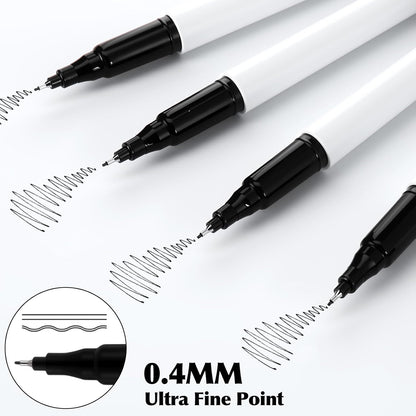 200 Pack 0.4mm Ultra Fine Point Permanent Marker Bulk, Fine Tip Permanent Markers Set, Quick Dry, Waterproof, Durable, Works on Paper, Glass, Ceramic, Plastic, Wood, Rock, Metal (Black)