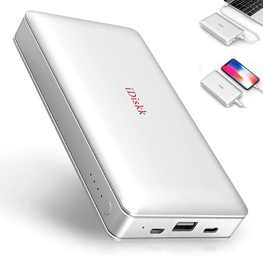iDiskk App-le Mfi Certified 2TB External Hard Drive for Photo Stick for iPhone 17 and 16,iPad Android Phones, Mac,iPhone Photo Stick Photo Storage to Backup Photos | Videos | Files,10000mAh Power Bank