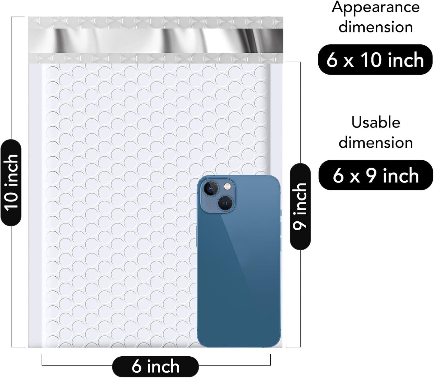 Fuxury Bubble Mailers 6x10“ 600 Pack White Padded Envelopes Usable Size 6x9" Thick Mailing Envelopes Bubble Padded, Shipping Bags for Mailing,Packaging, Small Business, Boutique, Bulk #0