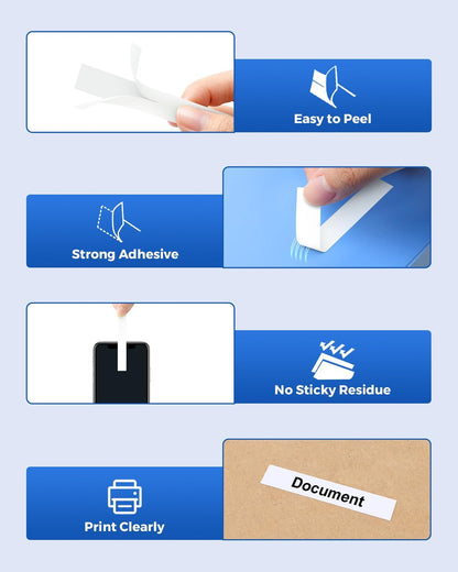 Tze221 9mm 0.35" Laminated White Tape Compatible for Brother 9mm Label Tape Tze-221 Tz-221 P Touch Tz Tze 9mm 3/8" Black on White Label for PTH110 PTD210 PT-D220 PTD400 PT-D610BT, 4-Pack