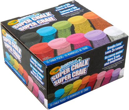 Crayola Washable Sidewalk Chalk for Kids, Long Lasting Super Chalk Set, Outdoor Chalk, 10 Assorted Colors
