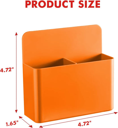 BEYGORM 2 Pack Plastics Magnetic Pen Holder for Refrigerator, Dry Erase Marker Holder for Whiteboard，Magnet School Locker Organizer Accessories, Pencil Cup, Pen Caddy, Classroom Organization(Orange)