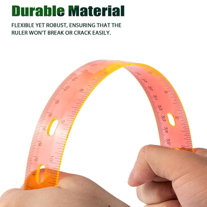 28 Pack Plastic Ruler 12 Inch Transparent Rulers - Metric Bulk for Kids School Office Classroom, Orange