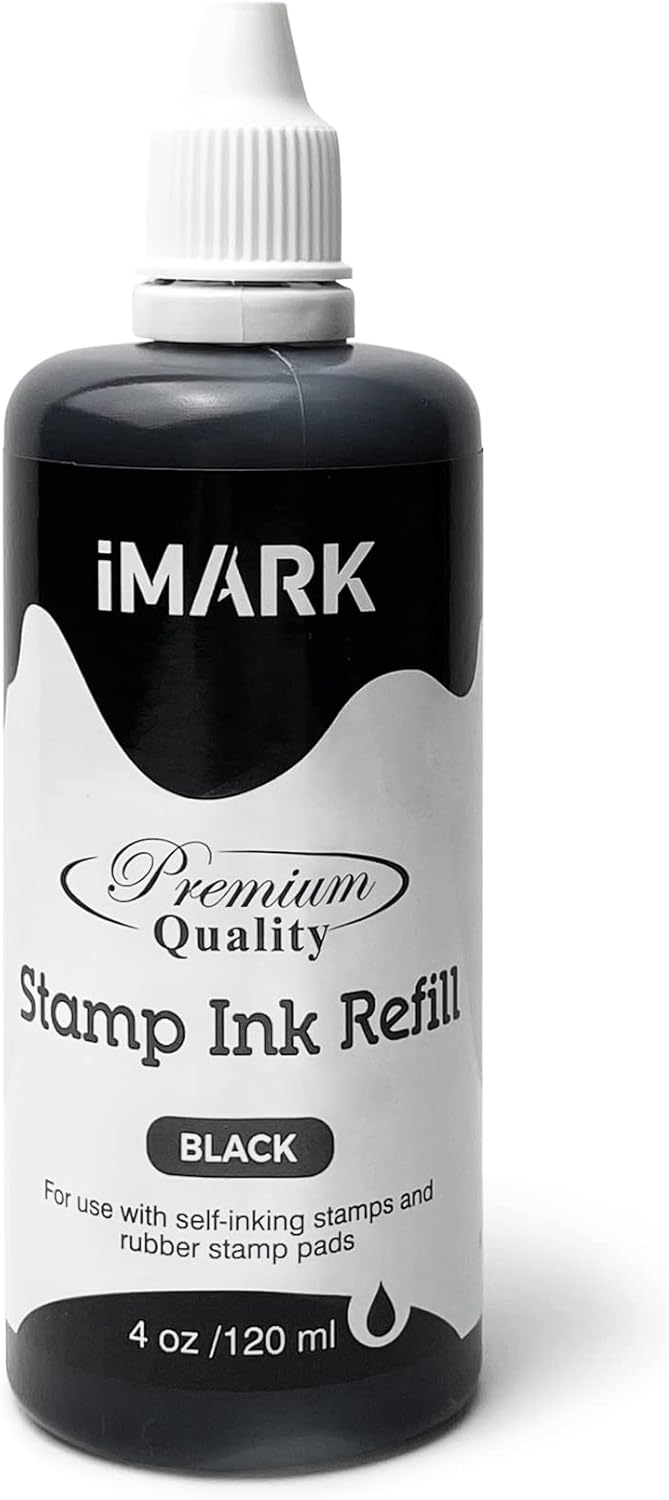 Premium Refill Ink for Self-Inking Stamps, Daters and Stamp Pads (4 oz, Black)
