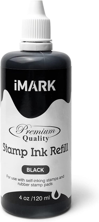 Premium Refill Ink for Self-Inking Stamps, Daters and Stamp Pads (4 oz, Black)