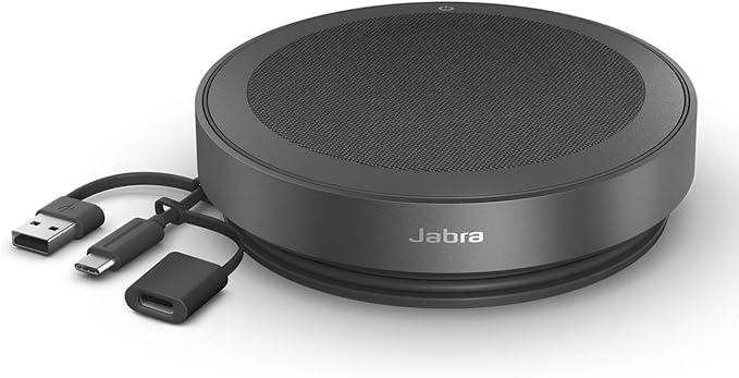 Jabra Speak2 75 (2025 Edition) Wireless Bluetooth Speakerphone - 4 Noise-Cancelling Mics, 65mm Speakers - New Linking Feature - USB-A & USB-C Adapter - Certified for Microsoft Teams - Dark Grey
