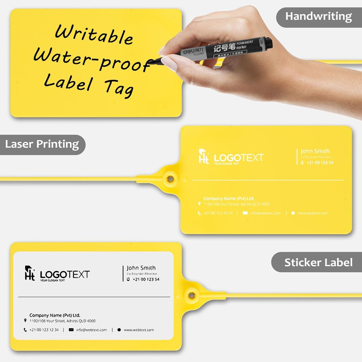 100 Plastic Tags Shipping Tags Waterproof Tags for Labeling Blank Writable Marker Ties Security Seals Storage Hanging Tags Shipping Label with One Marker Pen (Yellow)