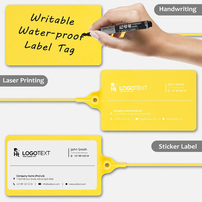 100 Plastic Tags Shipping Tags Waterproof Tags for Labeling Blank Writable Marker Ties Security Seals Storage Hanging Tags Shipping Label with One Marker Pen (Yellow)