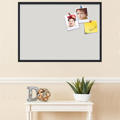 PinPix 40x28 Inch Cork Bulletin Board. This Decorative Framed Pin Board Comes with Light Stone Design and a Satin Black Frame. Ideal for Home Office Decor or Message Board (PinPix-1809)