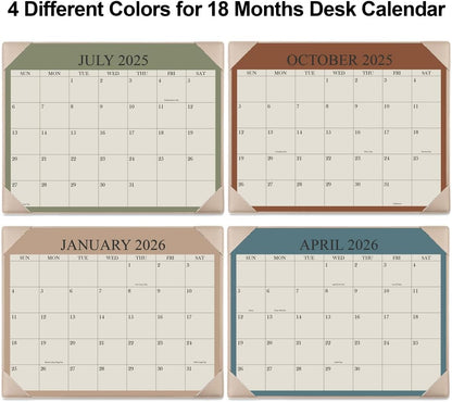 Desk Calendar 2025-2026 with Desktop Mat, 18 Month Small Desk Pad Calendar from July 2025 to December 2026, 8.5" x 11" Desk Pad Calendar 2025-2026 for Home, School Office, Beige