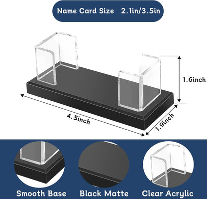 Acrylic Business Card Holder for Desk, Clear Business Card Display Stand with Black Base for Desk -2-Piece Gift Card Organizer for Office Desktop, Conferences, and Exhibition Receptions