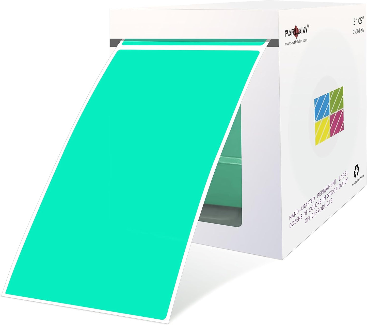 PARLAIM Large 3 X 5 Inch Aqua Color Coding Square Labels, Permanent Rectangular Color-Code Inventory Sticker 250pcs Per Dispenser Box for Moving Box (Aqua)
