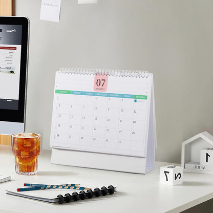 Desk Calendar 2026-2027, 2 Years Calendar Runs from Jan. 2026 until Dec 2027, Table Monthly Planner with Stickers for Home,Office,School Organization(L-White,9.8" x 9.6")