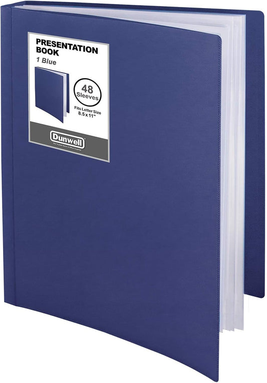 Dunwell Presentation Binder 48-Pocket, Displays 96 Pages, 8.5x11 Portfolio Binder with Plastic Sleeves, Storage and Organizer for Documents, Photos, Kids Artwork, Projects, Recipes (Blue)