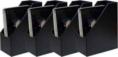 UnionBasic Magazine File Holder - Office Leatherette Desktop Document File Folder Journals Organizer Racks, Black, Set of 4