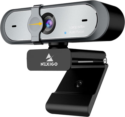 NexiGo N660P (Gen 2) 1080P 60FPS Webcam with Software Control, Dual Microphone & Cover, Autofocus, HD USB Computer Web Camera, for OBS/Gaming/Zoom/Skype/FaceTime/Teams/Twitch