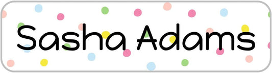 Name Bubbles - Custom Small Rectangle Name Labels for Kids (64 Labels) - Personalized Waterproof Name Stickers for Daycare, Lunch Boxes, Water Bottles, Shoes, School Supplies, & Camp (Pom Pom)