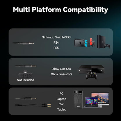 Gaming Headset with Microphone for Pc, Xbox One Series X/s, Ps4, Ps5, Switch, Stereo Wired Noise Cancelling Over-Ear Headphones with Mic, RGB, for Computer, Laptop, Mac, Nintendo, Gamer (White)