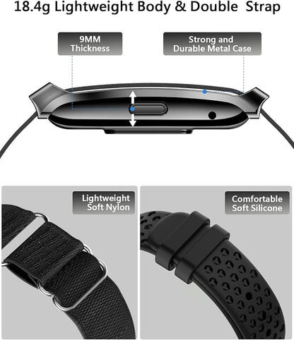 Smart Bracelet for Men Women, Health Activity Fitness Trackers, 24/7 Continuous Heart Rate/Blood Pressure/HRV/Stress Monitor, 24H Sleep Tracker, 170+ Sports Modes Smart Wristband with Free APP 2 Bands