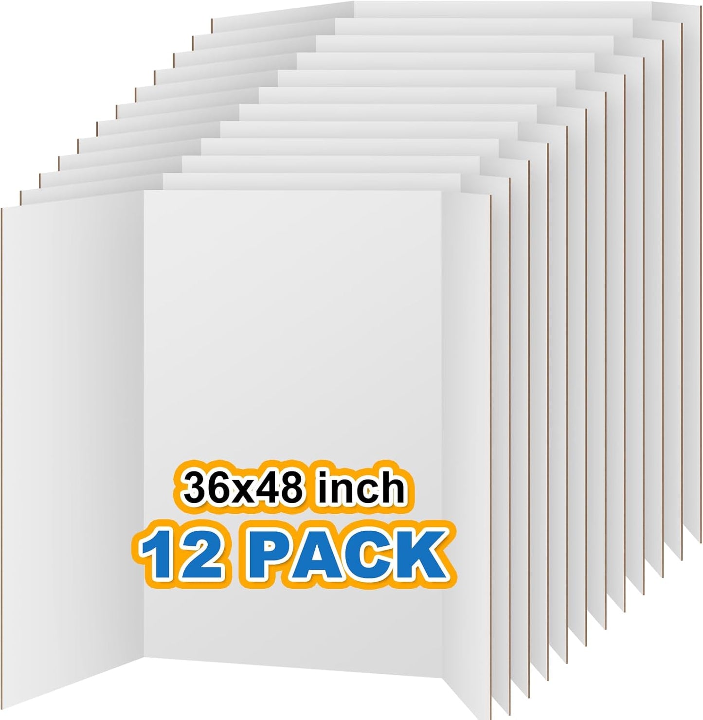 VinTS 12PCS Trifold Poster Board 36" x 48" White Trifold Display Boards,Large&Sturdy Foldable Poster Board for School Projects, Science Fair,Business Presentations,Exhibitions, Event Displays