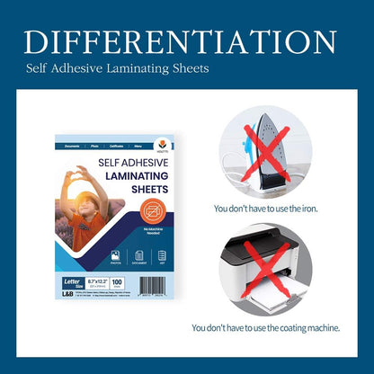 Self Stick Laminating Sheets 8.5 x 11 Inches, 4mil, Pack of 100, No Heat, No Machine, Peel and Stick Laminating Sheets, Self Adhesive Contact Paper, Self Sealing Clear Vinyl Stickers by VIOLLETO