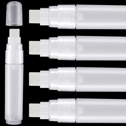 Epakh 4 Pack White Paint Pens Empty Acrylic Permanent Clear White Marker Pen Fine Point Empty Refillable Markers for Rock Painting Wood Ceramic Metallic Graffiti Paper Drawing(15 mm)