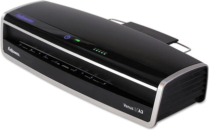 Fellowes Laminator Venus 2 125, Rapid 30-60 Second Warm-up Laminating Machine, with Laminating Pouches Kit (5734801), Black, Silver, 5.1" x 21.3" x 8.2"
