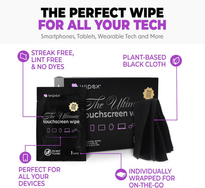 Wipex Screen Wipes & Gym Wipes Combo Pack - 75ct Gym Equipment Wipes Canister & 24ct Individually Wrapped Fitness Touch Screen Wipes, Safe for Yoga Mats & Electronics, Lemongrass Scent