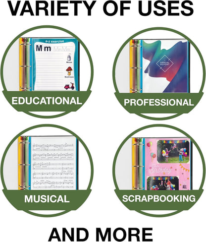 Samsill Color Edge Sheet Protectors 8.5 x 11 Inch, Page Protectors for 3 Ring Binder, Standard Weight, Clear Sheet Protector, Letter Size, Top Loading, Acid Free, 100 Pack