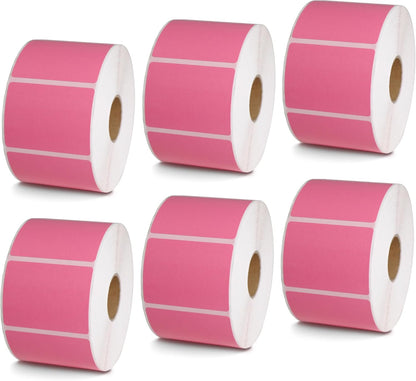BETCKEY - 2" x 1.5" UPC Barcode & Address Labels Compatible with Zebra & Rollo Label Printer,Premium Adhesive & Perforated[Pink, 6 Rolls, 6000 Labels]