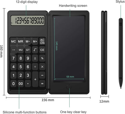 Doodle Pad Calculators, Kids Calculator with Writing Tablet & 6 LCD Display, 12 Digit Electronic Board Drawing/Memo Pads