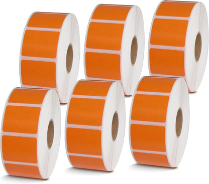 BETCKEY - 1.25" x 1" UPC Barcode & Address Labels Compatible with Zebra & Rollo Label Printer,Premium Adhesive & Perforated[Orange, 6 Rolls, 8280 Labels]