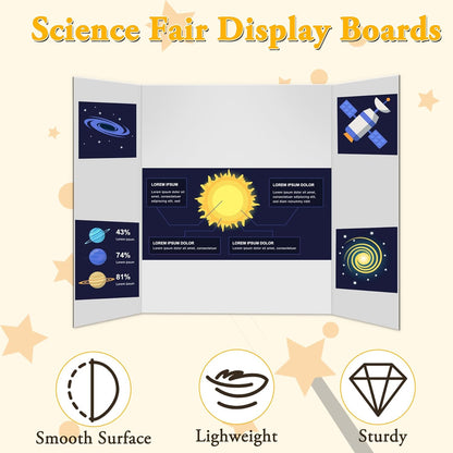 3Pcs Small Trifold Poster Board, 21 x 14 inches White Tri Fold Poster Boards Corrugated Presentation Board Science Fair Display Boards for School Fun Projects, Exhibitions and Business