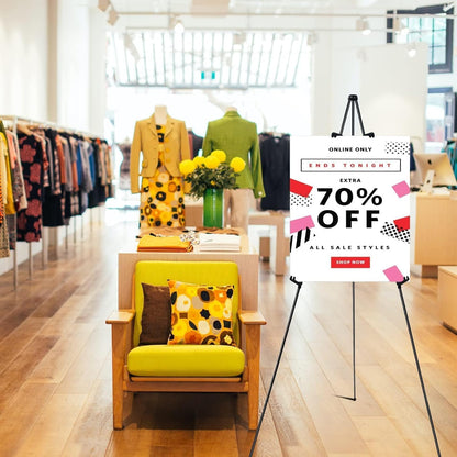 RRFTOK Easel Stand for Sign, 63'' Instant for Displaying - Art and Crafts Foldable Portable Ground Easels for Wedding Sign and Poster Display Stand - with Portable Bag Black 1-Pack.