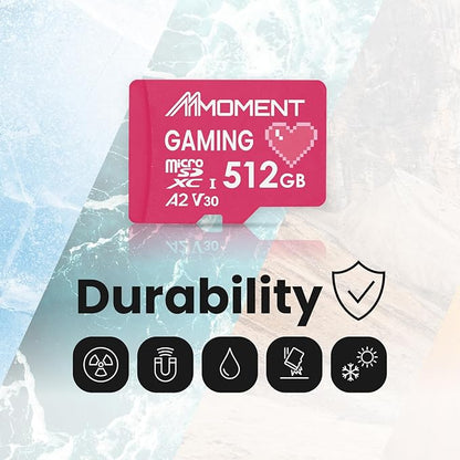 MMOMENT 512GB Gaming Memory Card, Micro SDXC Card, A2, UHS-I, U3, V30, Class10, Up to 160MB/s Read and120MB/s Write Speed (MM23 PRO)