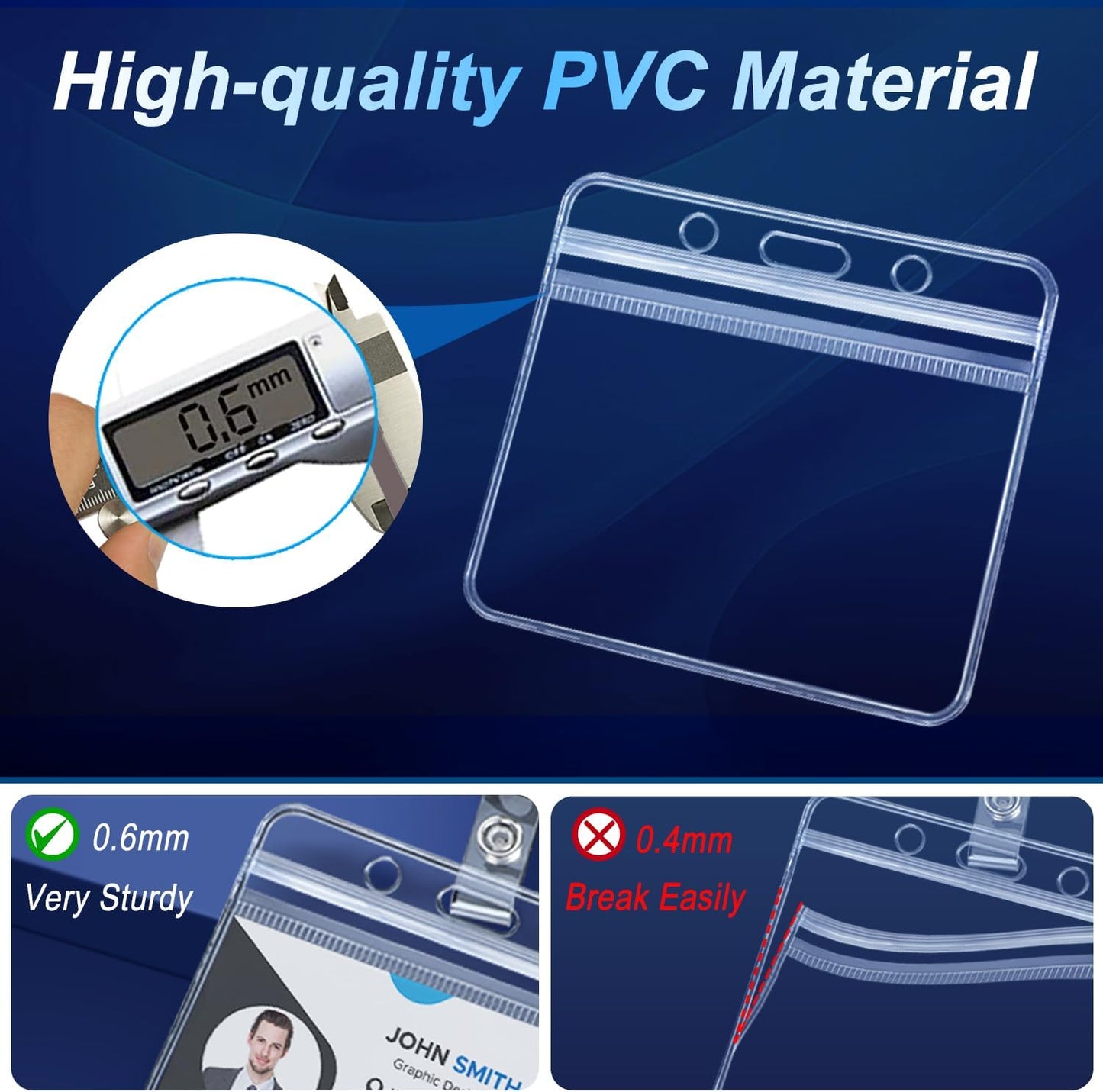 25 Pcs Badge Holders with Clip Thick Clear Name Tag Badge Holders Plastic Horizontal ID Card Holder with Waterproof Resealable Zip