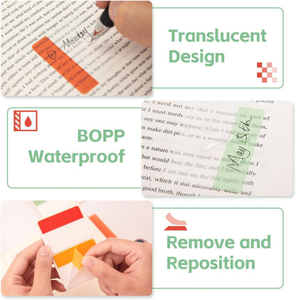 KICNIC 2 Inch Sticky Tabs Index Tabs 480 Pieces, Colored Reading Tabs Self Adhesive, Arrow Flags Pages Markers for Binder, Books, File Folders and Notebook [12 Colors] Writable, Repositionable