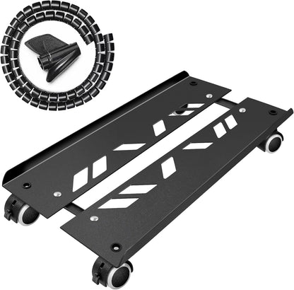 Seloom Computer Tower Stand, Adjustable PC Stand, Heavy-Duty Mobile CPU Tower Holder with Rolling Caster Wheels, Fits Most Gaming Desk Floor