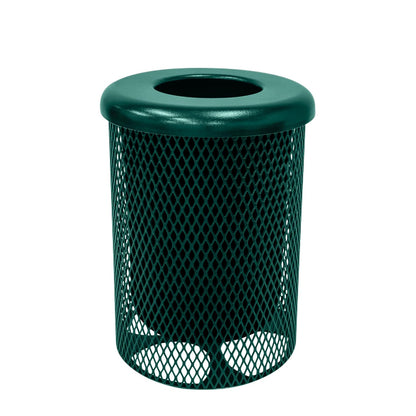 RFT-TXTGRN Heavy Duty Round Trash Receptacle with Flat Top, Liner Included, 32 Gallon, Textured Green, Made in America