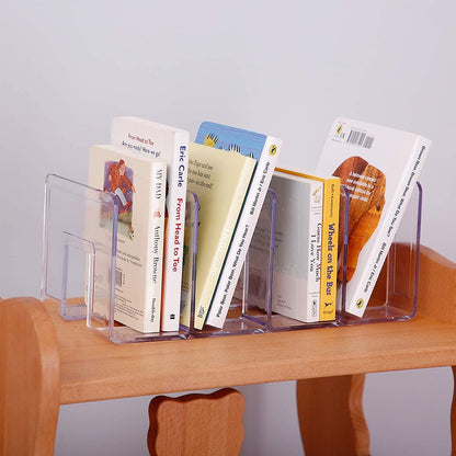 YAGELI Clear Acrylic Desk File Sorter Purse/Handbag Organizer Clutch Divider Mesh Folder Office Supplies Stand Bookshelf (3 Sections) (2Pack-4Sections)