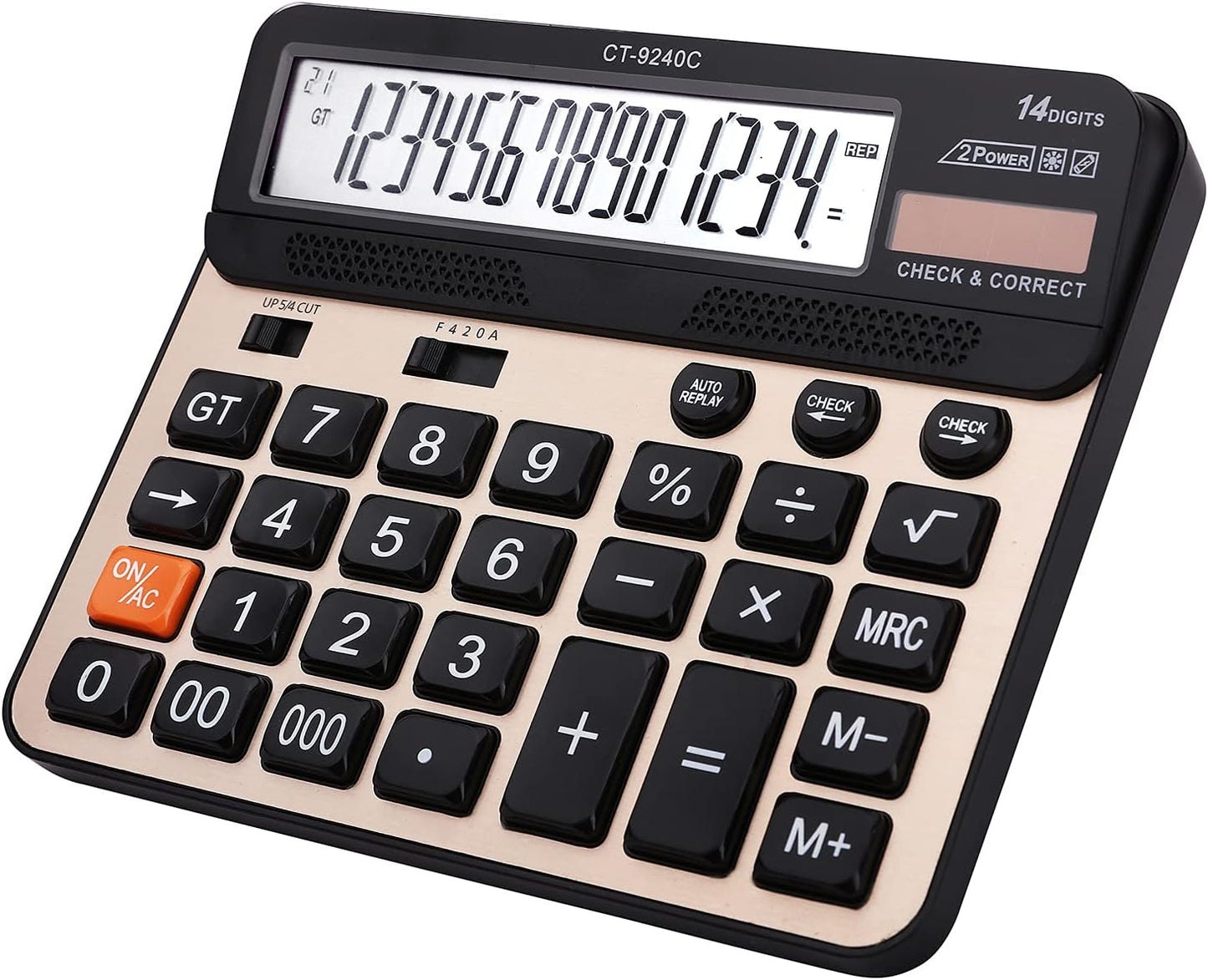 Large Button Calculator,Philley Large LCD Display 14 Digits Desktop Check&Correct Electronic Calculator(CT-9240C)
