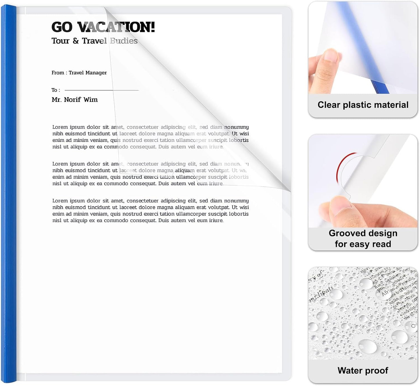 JOERSH 10Pcs Clear Report Covers with Sliding Bar, 40 Sheet Capacity Plastic Binder Paper Protector, Report Folders with Clear Cover for Resume File Documents, 5 Colors